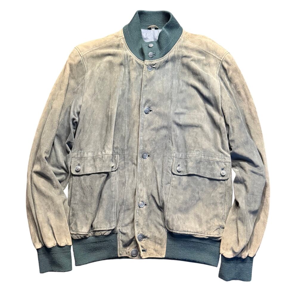 Vintage SMALBY Brecos Leather Division Suede Bomber Jacket Blue Made in Italy